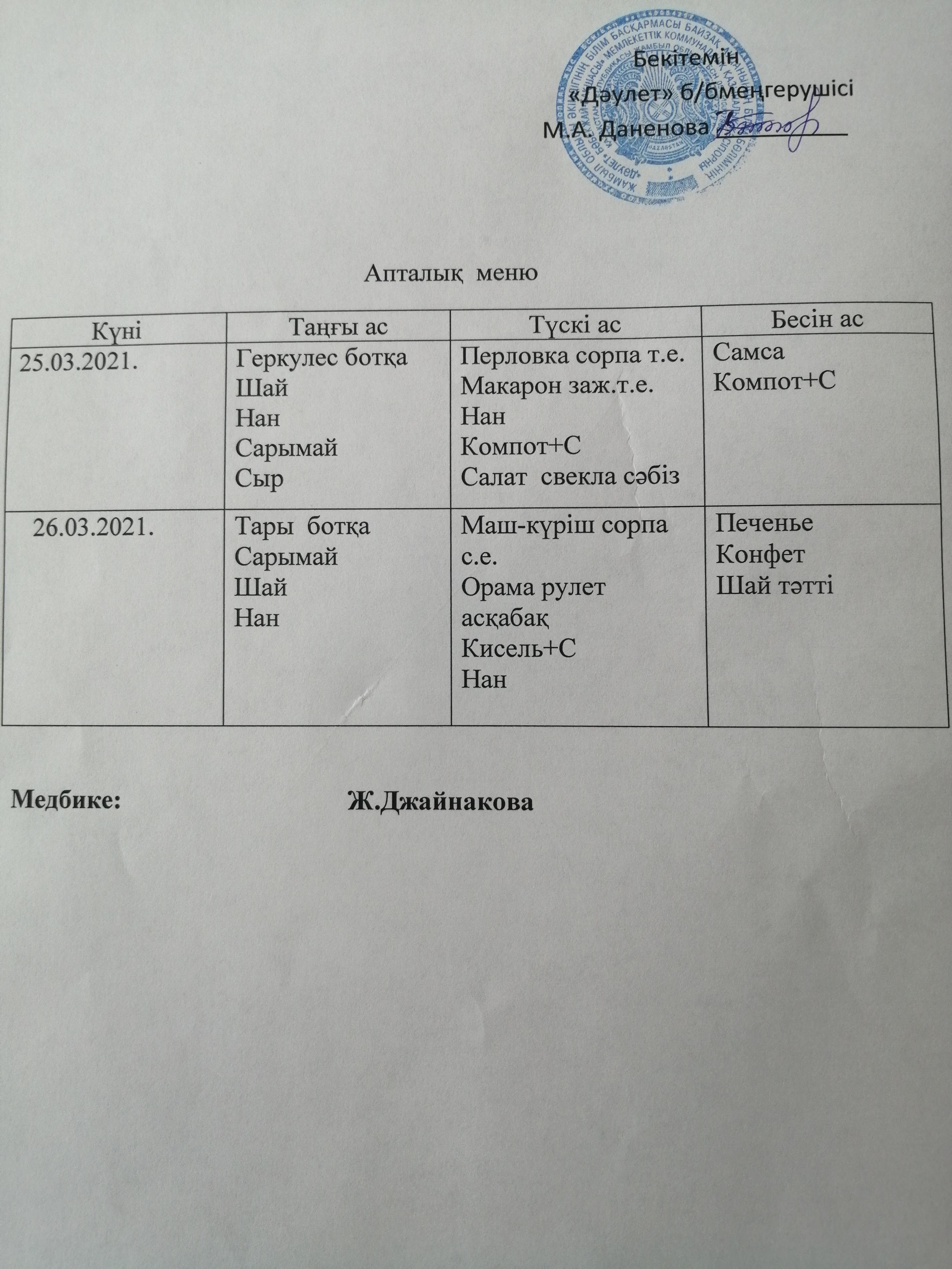 Ас мәзірі