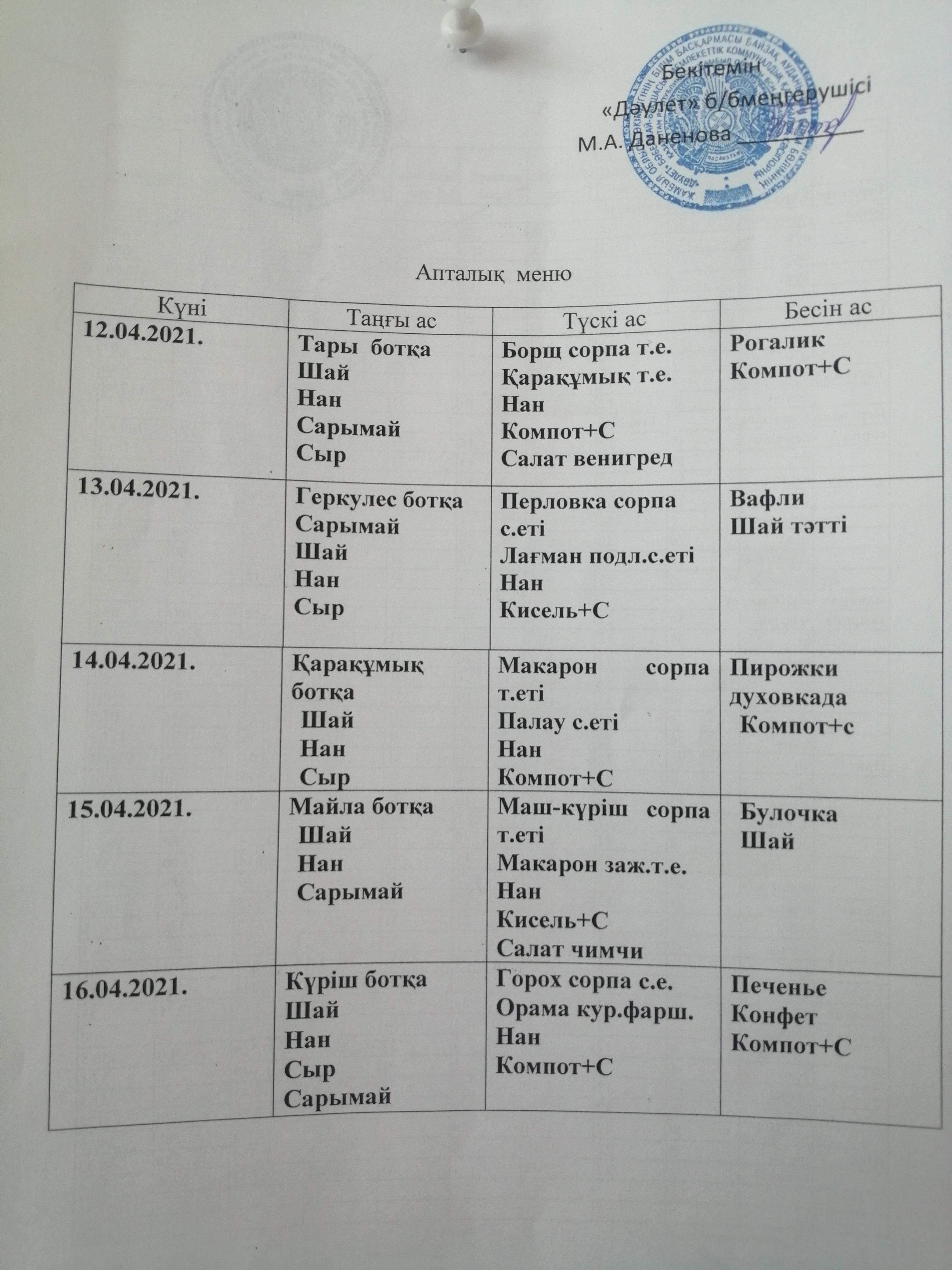 Ас мәзірі